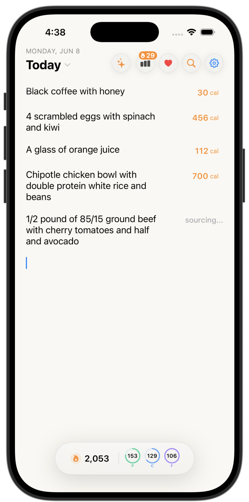 Nouri daily log: type what you ate, get calories instantly